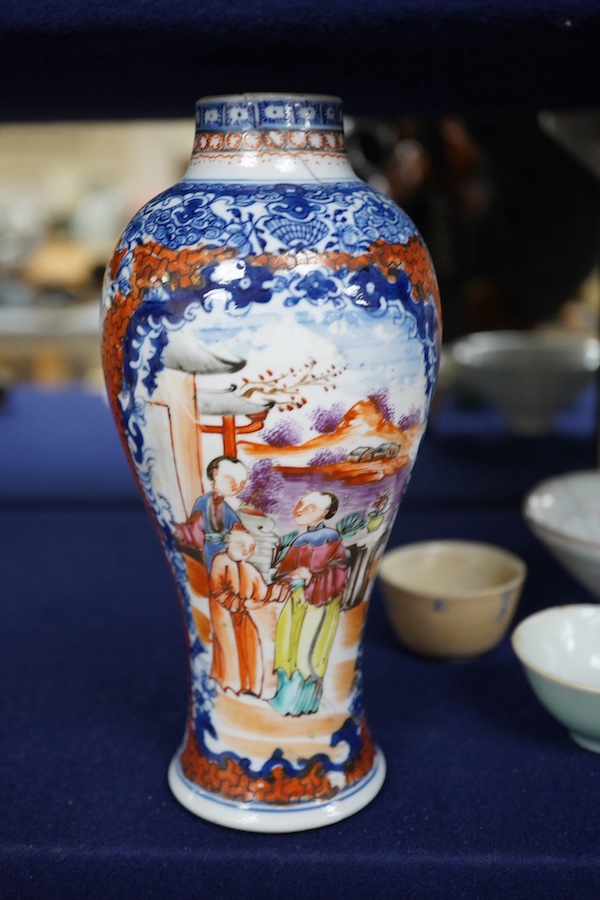 An 18th century Chinese export vase, a crackleware bowl and miniature bowls, etc., export vase 19cm high (6). Condition - all have cracks and chips